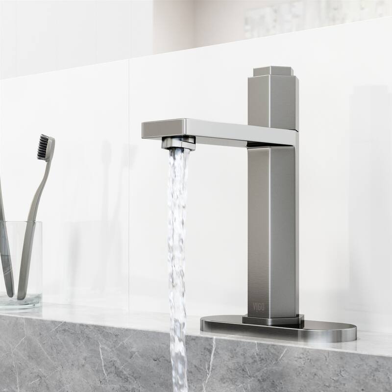 VIGO Nova 8" H Button Operated Single Hole Bathroom Faucet