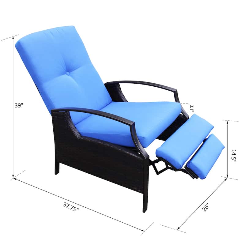Outsunny Outdoor Rattan Wicker Cushioned Recliner Chair