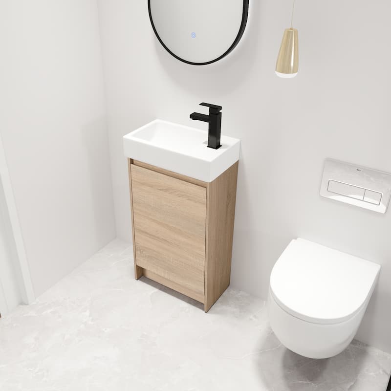 Malwee 18" FreeStanding Bathroom Vanity, Mini Floor Stand Bathroom Vanity with Sink,Soft Close Door and Adjustable shelf
