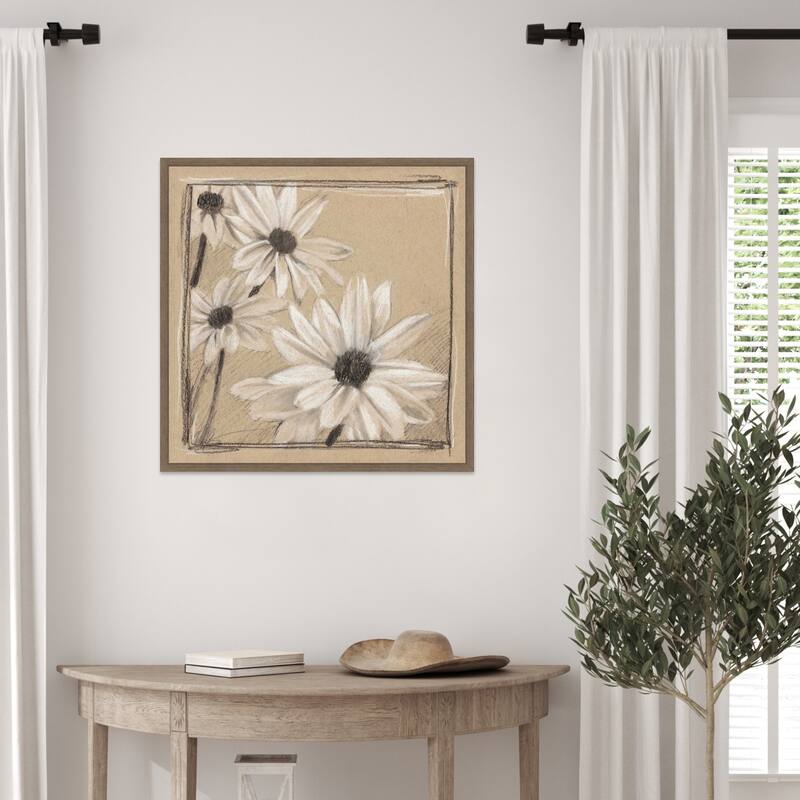 White Floral Study No. 2 by Ethan Harper (22 x 22 in.), Framed Canvas Wall Art Print