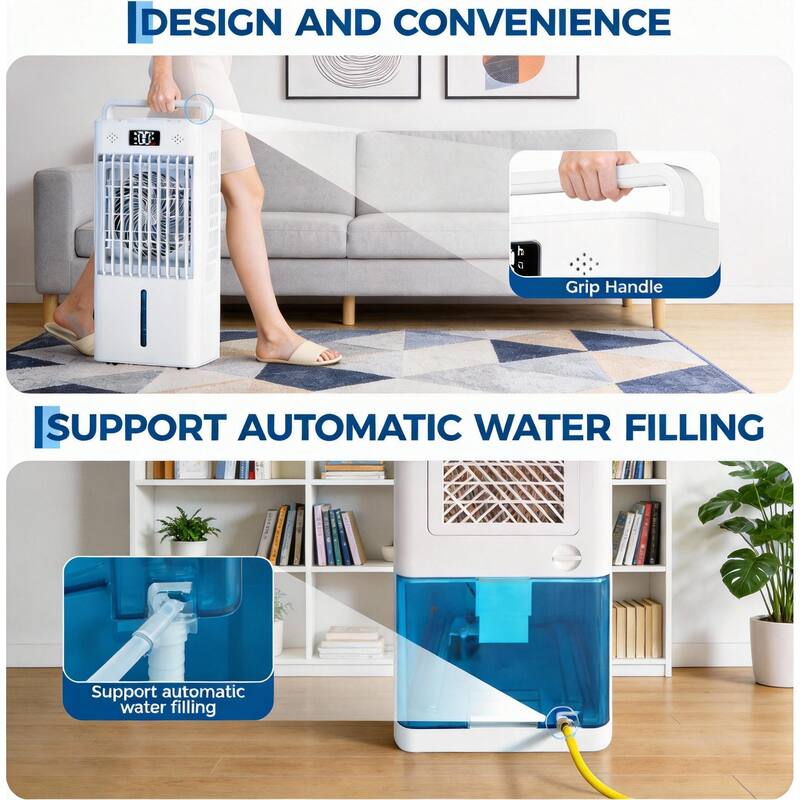 2.6 Gal Portable Evaporative Air Cooler Fan, with Remote Control