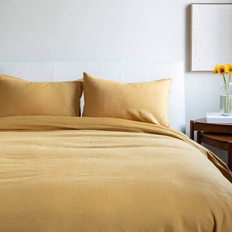 French Linen and Cotton Duvet Cover & Sham Set by BOKSER HOME