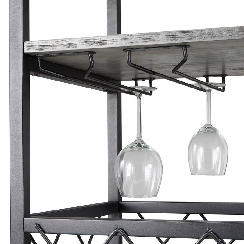 Myra Rustic Serving Cart with Wine Inserts and Removable Tray Top by iNSPIRE Q Classic