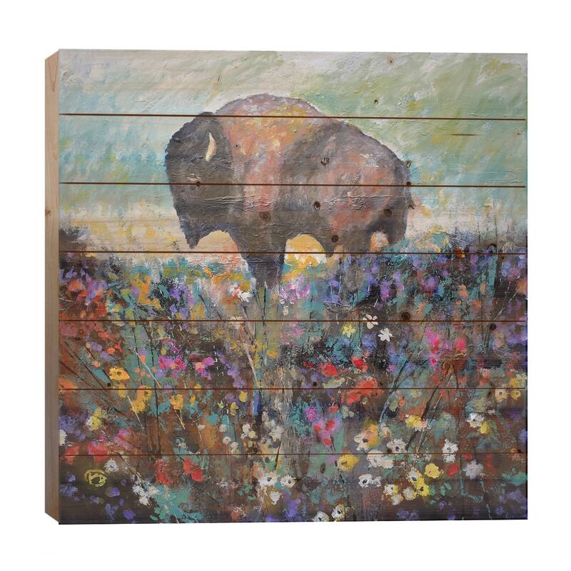 Spring Prairie Print On Wood by Kip Decker - Multi-Color - 26x26x1.5