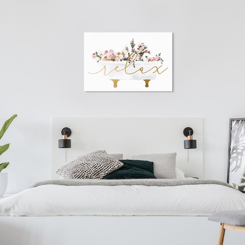 Wynwood Studio Canvas Floral and Botanical Relax White and Modern & Contemporary Wall Art Canvas Print - 24 x 36
