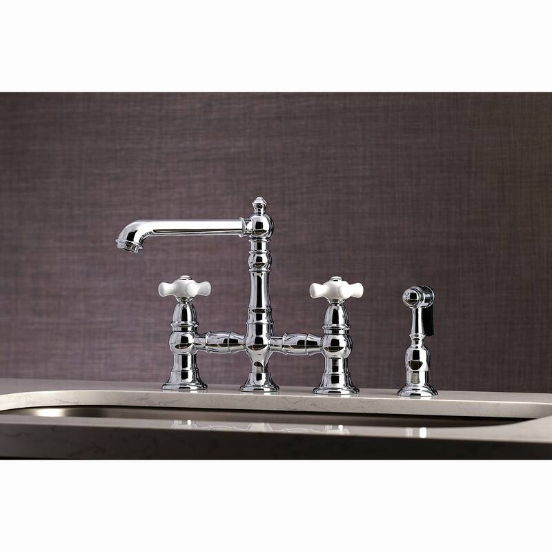 Kingston Brass English Country Bridge Kitchen Faucet with Sprayer