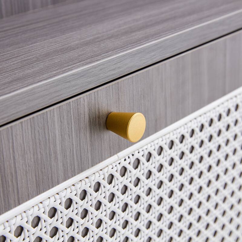 Minimalist MDF Shoe Cabinet with Japanese Rattan Design for Hallways or Living Room Storage Solutions