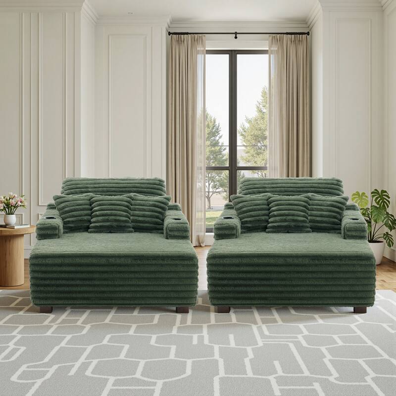 53" Upholstered Chaise Lounge Indoor Sofa with Pillows