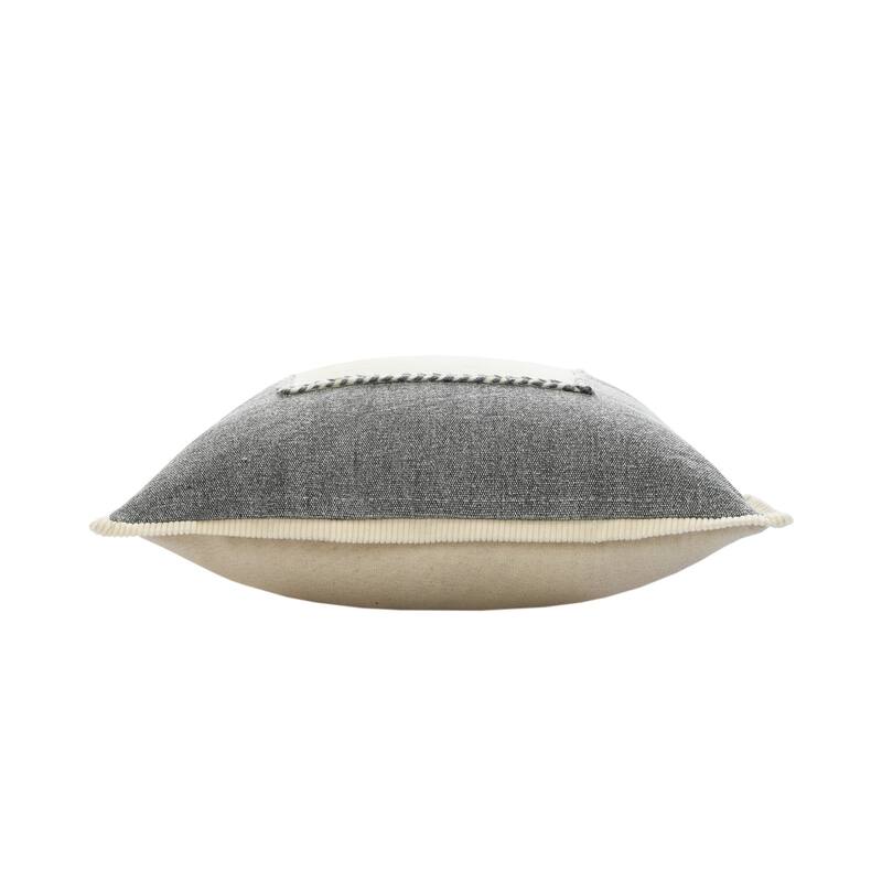 Handwoven Geometric Throw Pillow Cover - 20" - Gray and White