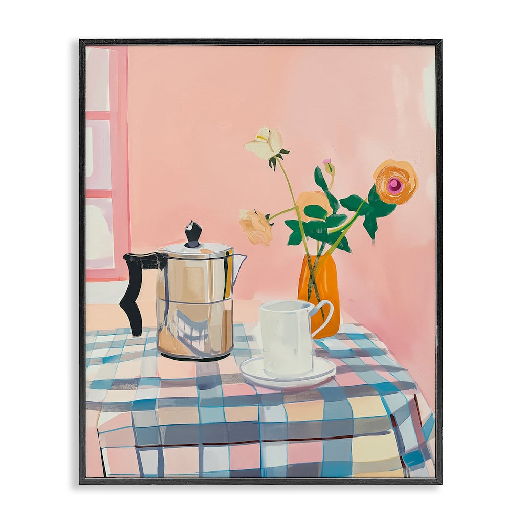 Stupell Pink Retro Kitchen Table Framed Giclee Art Design By Arlington Prints