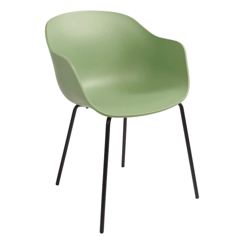 Furnish Theory Curve-K ML Indoor/Outdoor Dining Armchairs Arm Chairs w Polypropylene Shell & Powder-Coated Steel Legs (Set of 2)