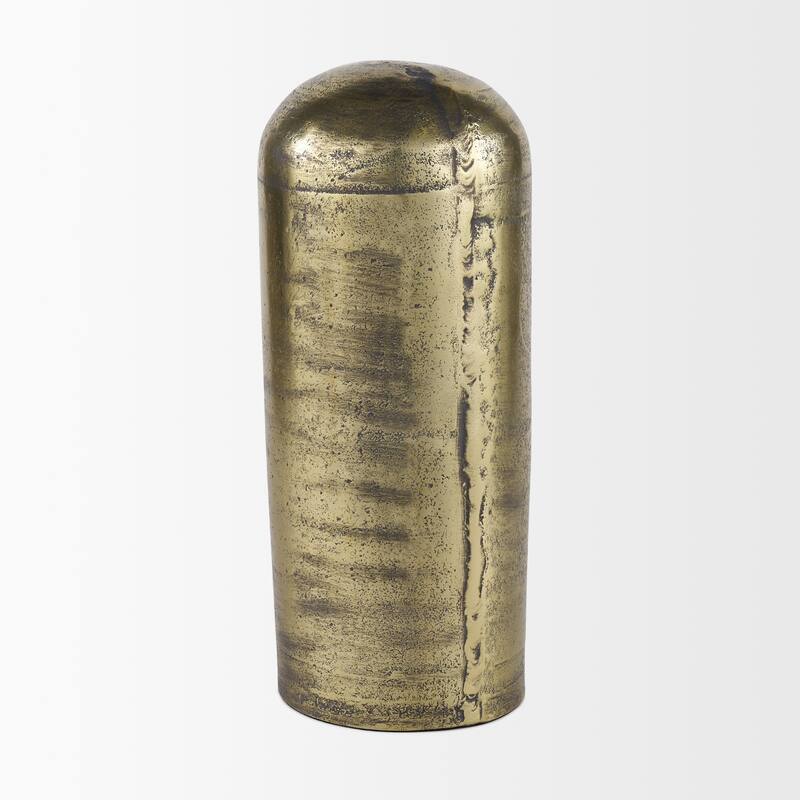 Quonset Extra Tall Brass Finished Aluminum Metal Pillar Object - 6.0L x 6.0W x 14.5H