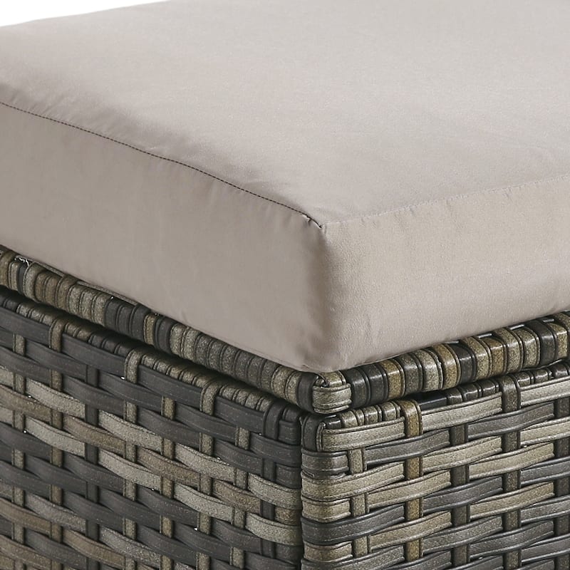 Outdoor Patio PE Wicker Ottoman with Cushion