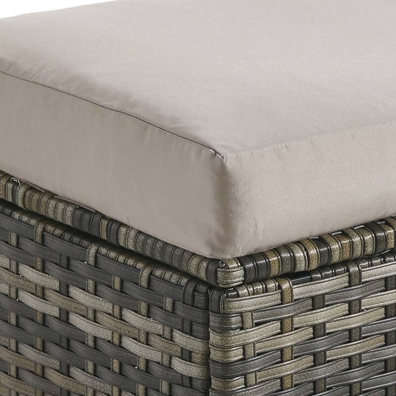 Outdoor Wicker Square Storage Ottoman with Plush Cushion