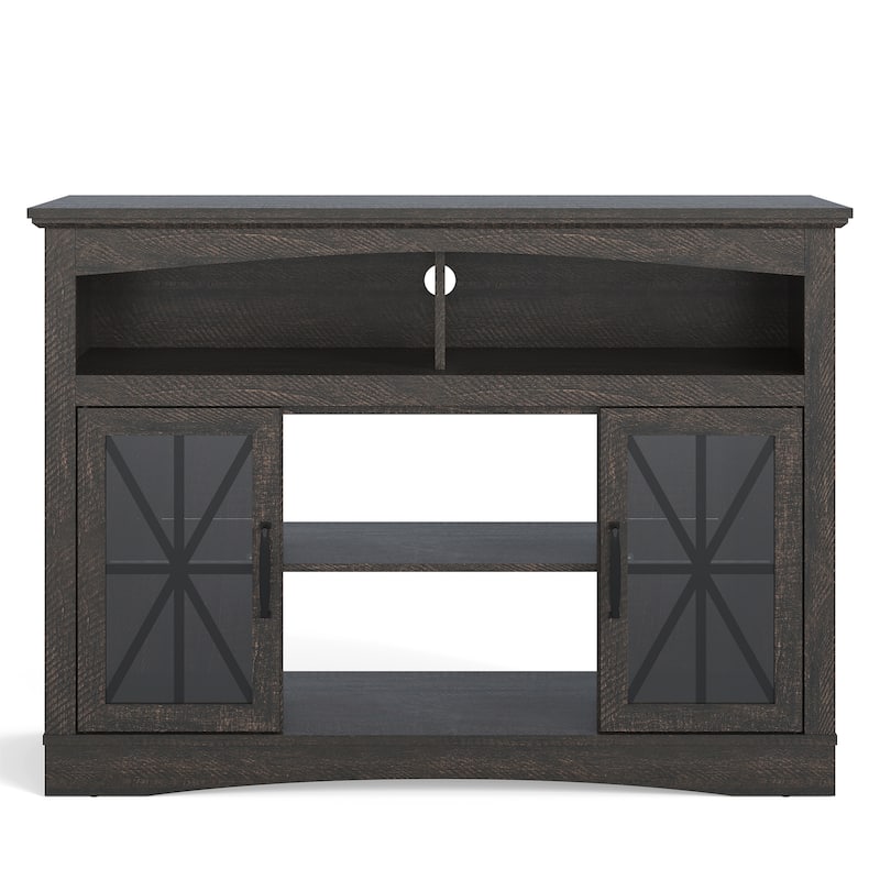 47'' Farmhouse TV Stand with Adjustable Shelves - Brown