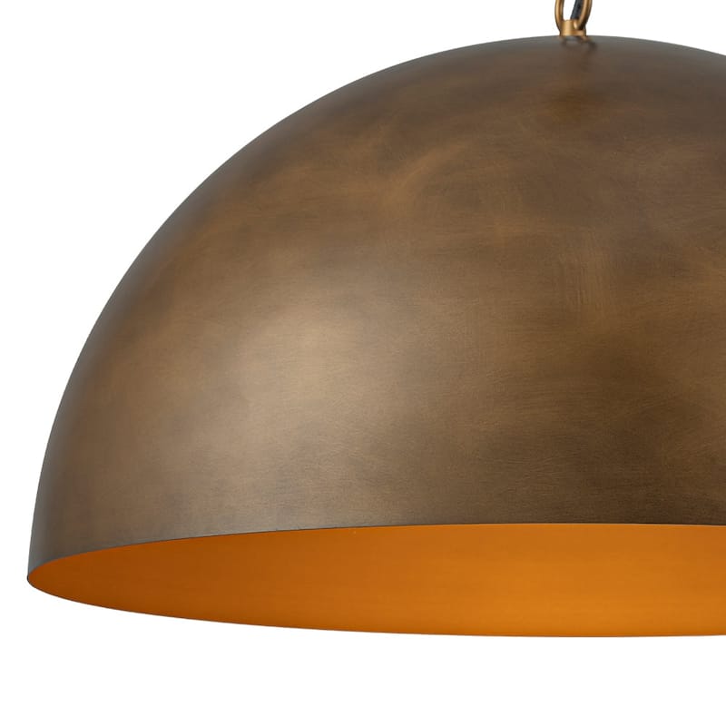 1-Light Antique Brass Industrial Dome Pendant