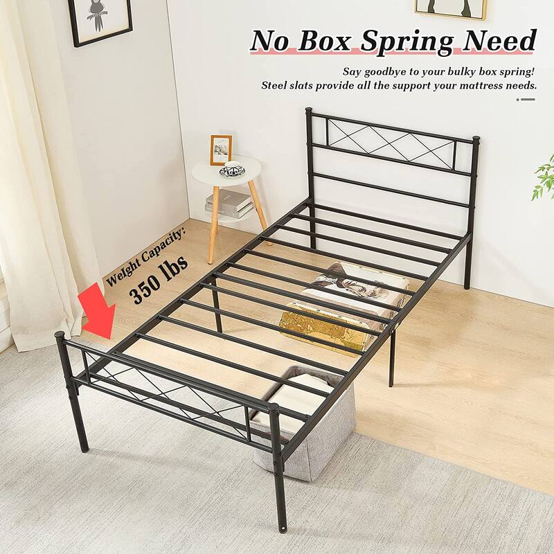 Javlergo Metal Platform Bed Frame with Headboard Twin/Full/Queen Size Platform Bed