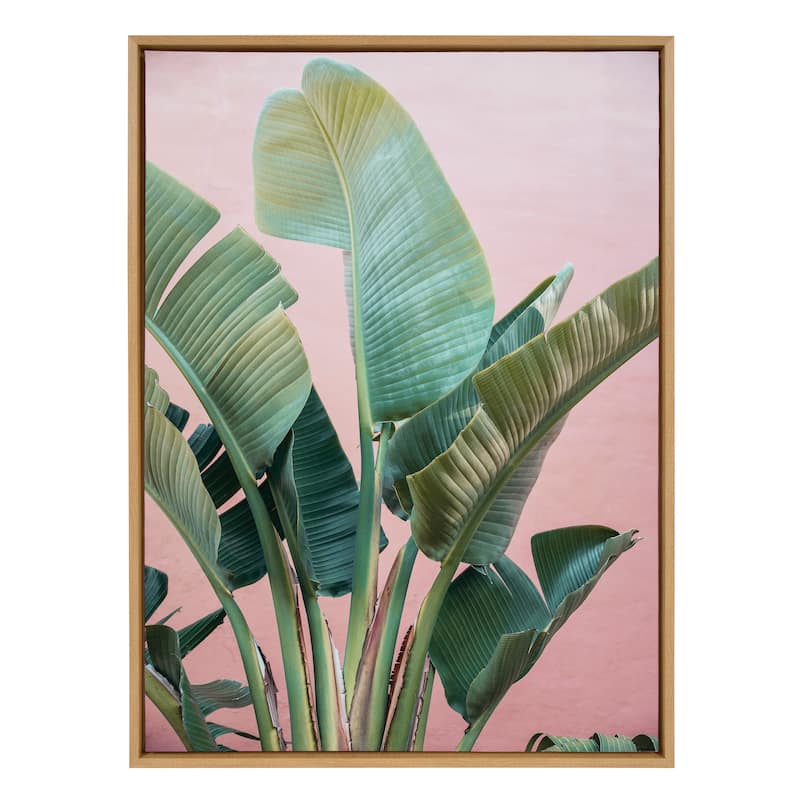 Kate and Laurel Sylvie Tropic Pink Framed Canvas by Alicia Bock