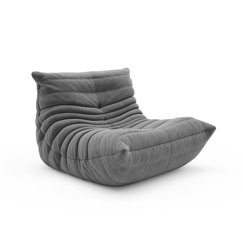Suede Lazy Floor Accent Bean Bag Caterpillar Sofa for Living Room - Grey