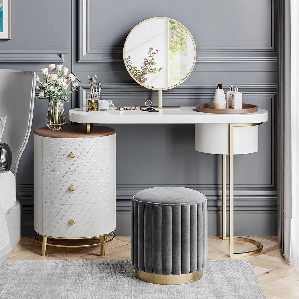 modern dressing table grey Selena Grey Dressing Table With LED Mirror