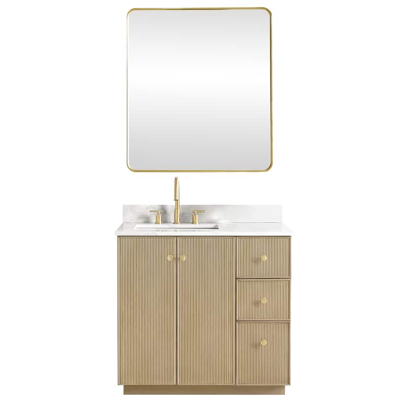 Oza Bath Vanity with Quartz Stone Top and Mirror