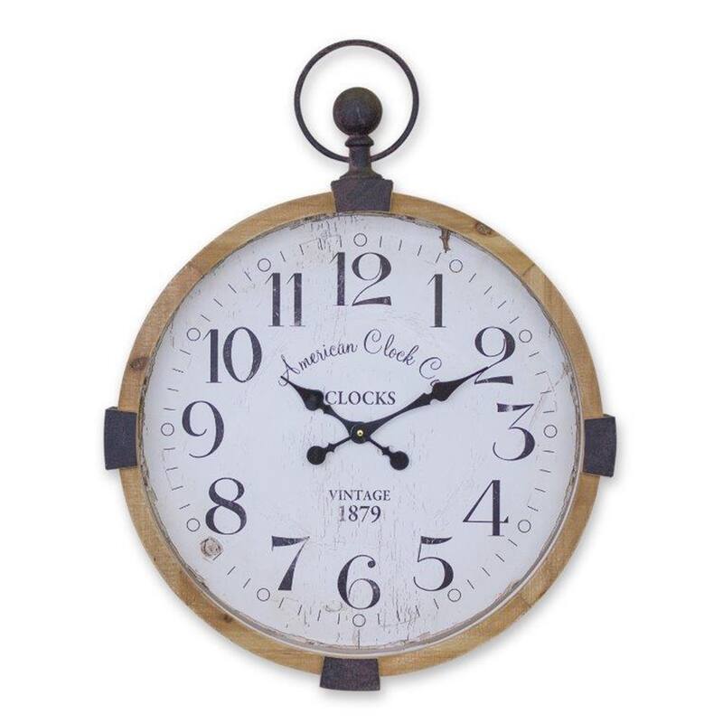 Modern Wooden Wall Clock Brown White Black MDF Home Decor Unique Contemporary Accent - 30.5"D x 34"H