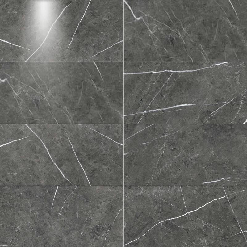 Opera 12x24 Grey Glossy Porcelain Tile - Floor & Wall - Large Format