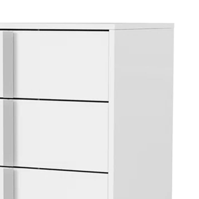Suni Tall Dresser Chest, Glossy White Wood with UV Finish, 5 Drawers