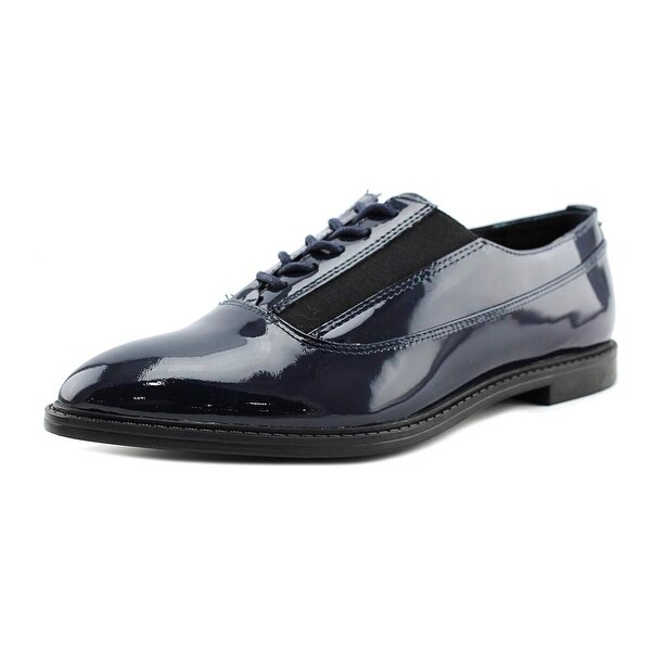 Calvin Klein Della Women Wingtip Toe Patent Leather Blue Oxford