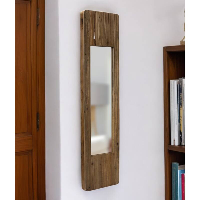 HomeRoots 40" Brown Wood Framed Accent Mirror - 10' X '40.25' X '1.5 - 10' X '40.25' X '1.5