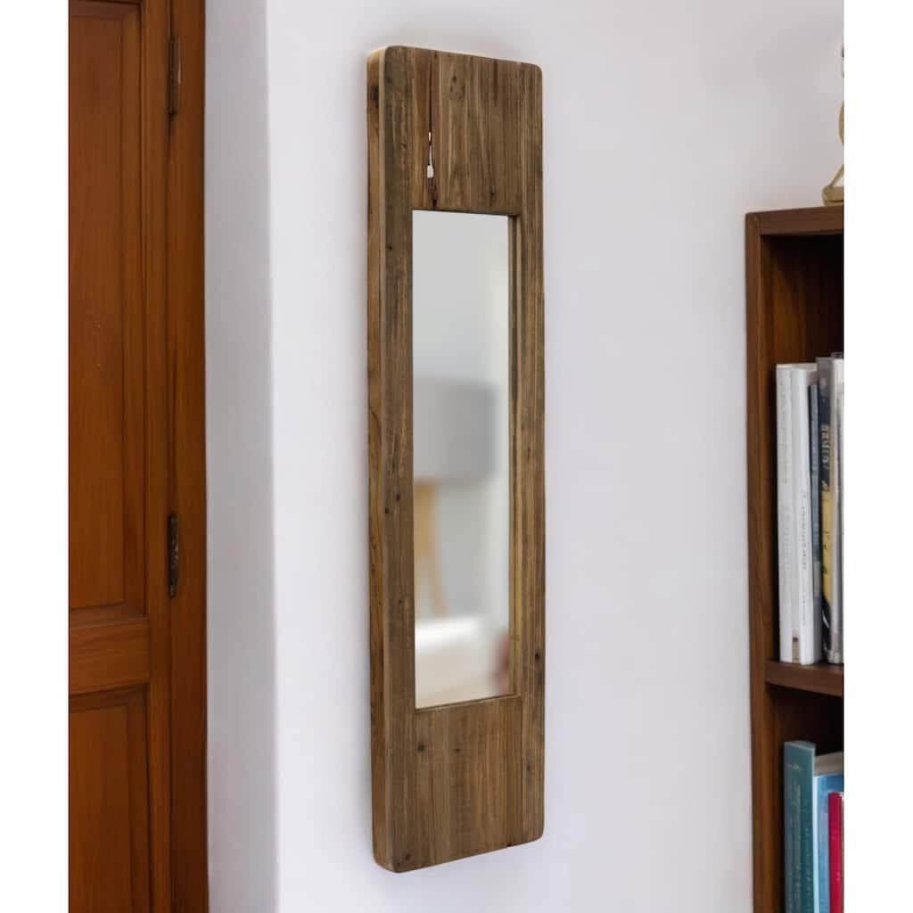 HomeRoots 40" Brown Wood Framed Accent Mirror - 10' X '40.25' X '1.5