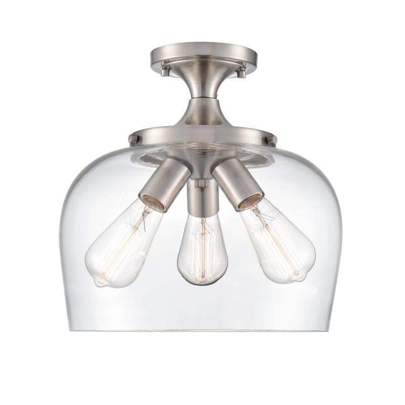 Millennium Lighting Ashford 3 Light Semi-Flush Ceiling Fixture in Multiple Finishes with a Clear Glass Shade