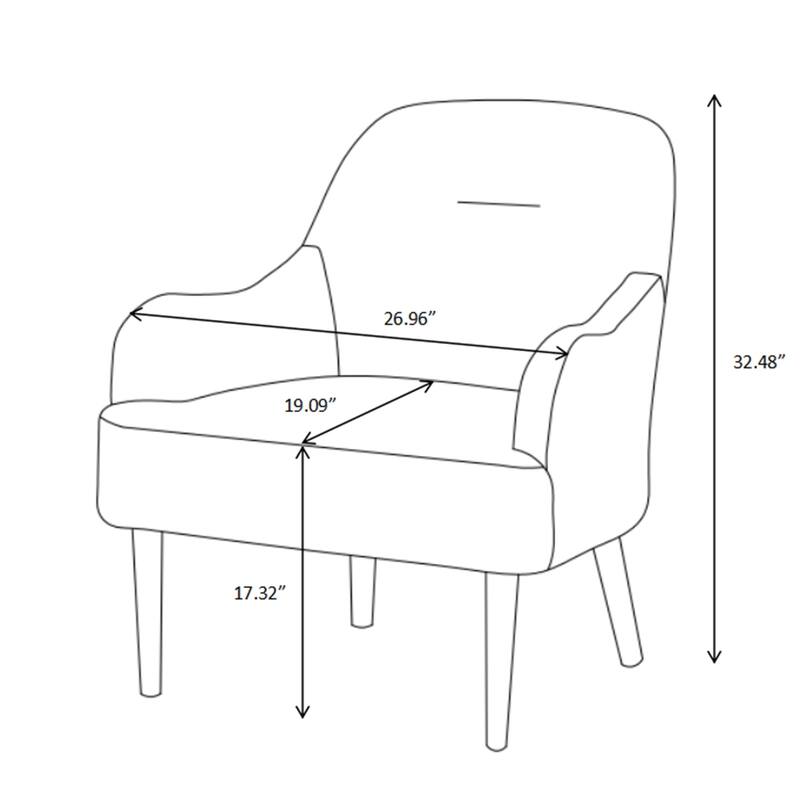 Chenille Armchair,Modern Style Accent Chair w/Wood Legs,Comfy Design