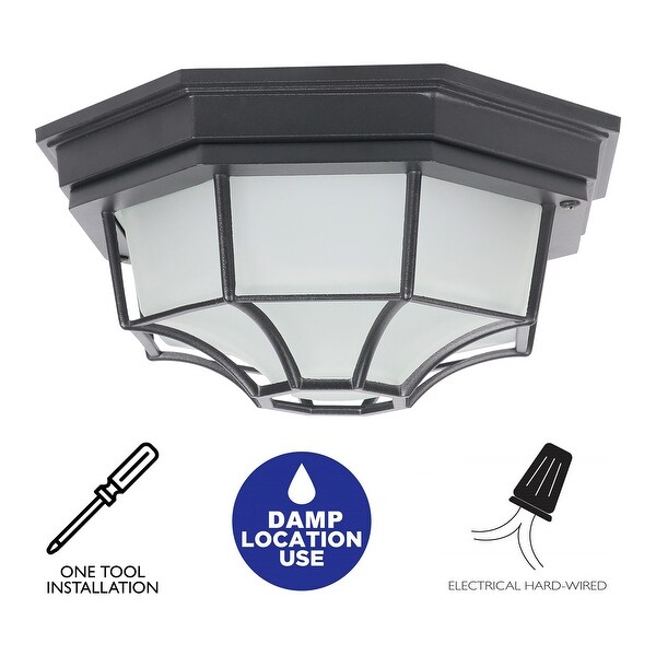 Matte Black Motion Sensor Dusk to Dawn LED Flush Mount with