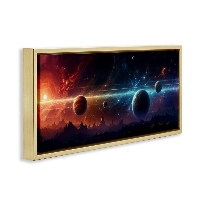 Stupell Surreal Planets over Crags Framed Floater Canvas Wall Art Design By Wumples