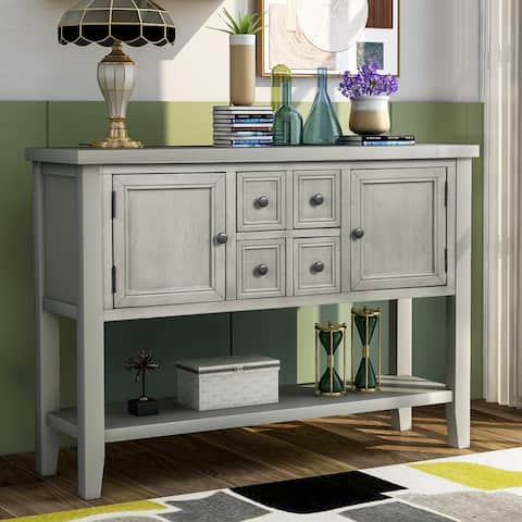 Cambridge Series Buffet Sideboard Console Table with Bottom Shelf Antique Gray