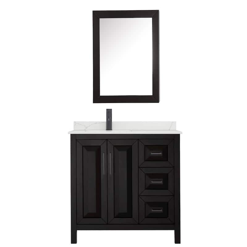 Daria 36-inch Single Vanity, Single Hole Quartz Top, Med Cabinet