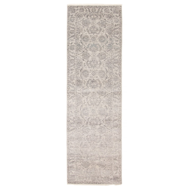 ECARPETGALLERY Hand-knotted Heritage Grey Silk, Wool Rug - 2' 7" x 8' 7" - Grey - 2' 7" x 8' 7" - Runner
