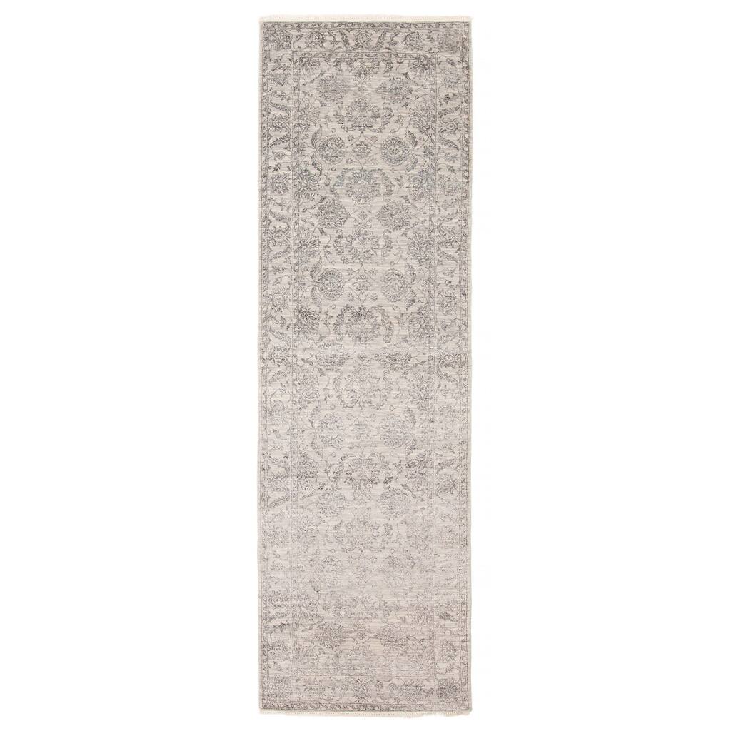 ECARPETGALLERY Hand-knotted Heritage Grey Silk, Wool Rug - 2' 7" x 8' 7"