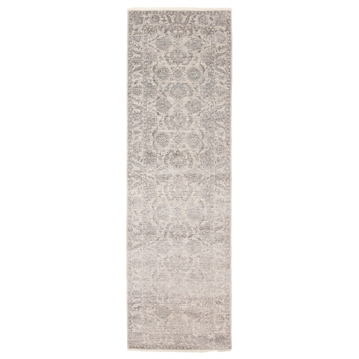 ECARPETGALLERY Hand-knotted Heritage Grey Silk, Wool Rug - 2' 7" x 8' 7"