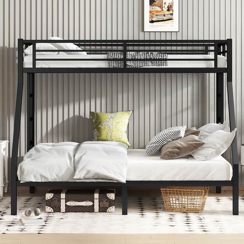 Metal Twin XL over Queen Bunk Bed for Teens and Adults with Storage