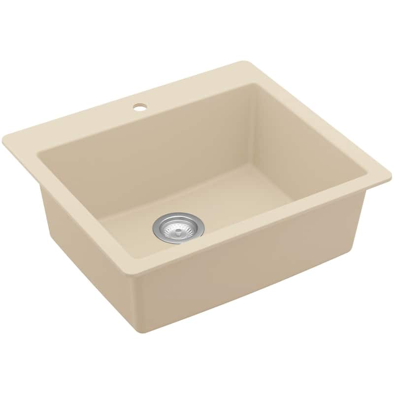 Karran USA QT-820 Top Mount 25" Single Bowl Quartz/Granite Kitchen - Bisque
