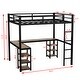preview thumbnail 4 of 12, Black Full Size Metal Loft Bed with Desk, Shelves, Ladder, and Guardrails