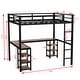 preview thumbnail 4 of 7, Metal Full Size Loft Bed with Desk and Shelf, Steel Bedframe Full Size w/Ladder and Safety Guardrail, Noise Free, Space Saving