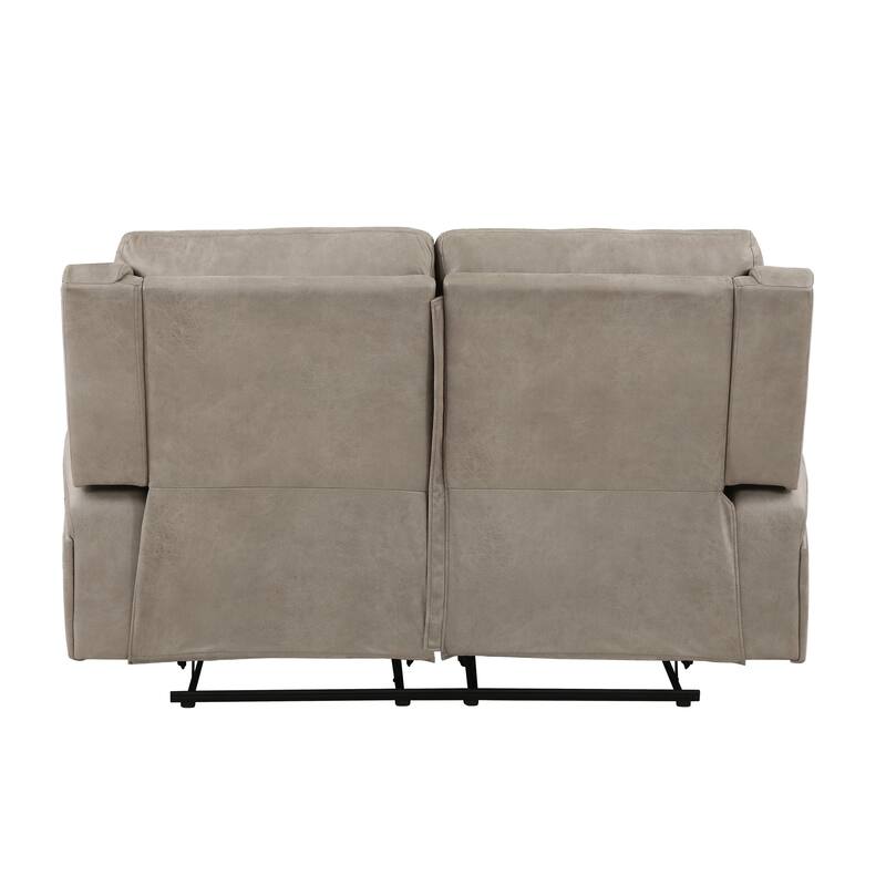 Patsy 62 Inch Manual Double Recliner Loveseat, Tufted Brown Microfiber