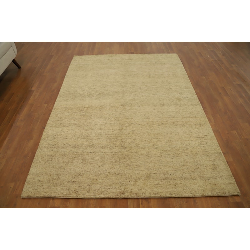 Hand Knotted Oriental 100% Wool Carpet Modern Modern Beige & Ivories Gabbeh Area Rug - 7' 7'' X 5' 6''