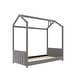 preview thumbnail 4 of 6, Gray Velvet House Bed with Roof and Playhouse Design - Perfect for Kids' Playtime