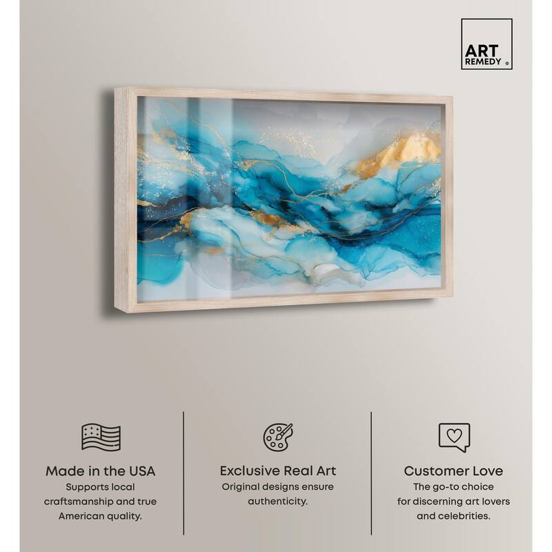 Ethereal Blue and Gold Shadowbox by Art Remedy