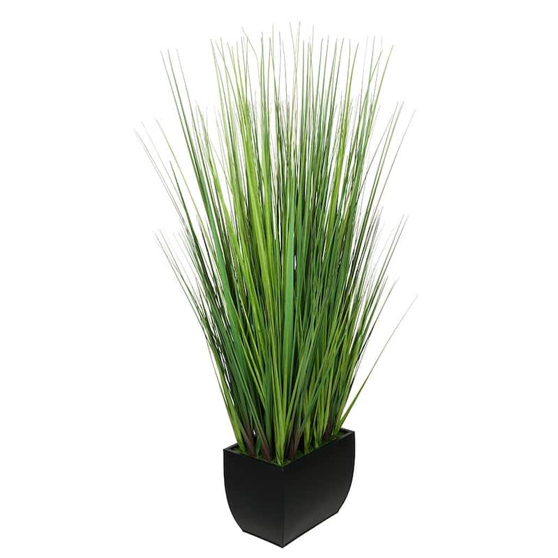Faux PVC Grass in X-Large Rectangle Zinc Vase