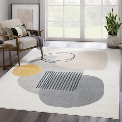 Abani Rugs Deco Cream Minimalist Geometric Area Rug